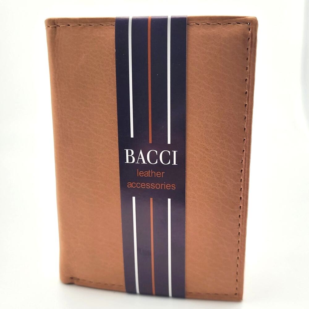 Brown Leather Trifold Wallet Card Holder Billfold Minimalist Mens New Gift